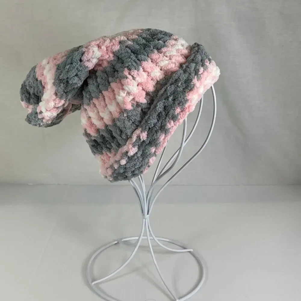 NWT Handmade Chunky Knitted Multicolor Textured Kid/Teen Slouchy Beanie